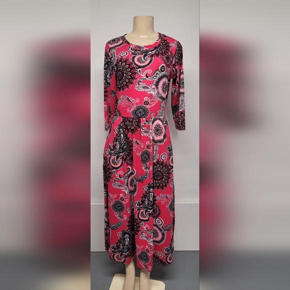Rosemard Long Maxi Paisley Stretch Dress M - Picture 1 of 3